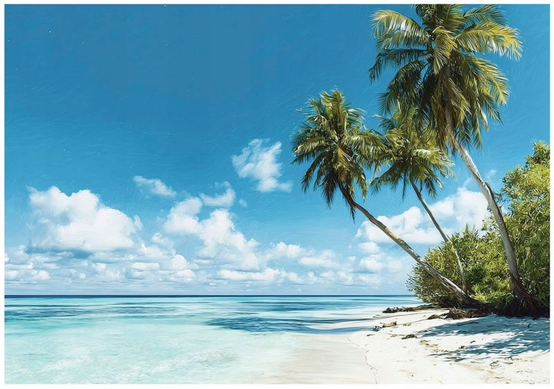 Fototapeta Plaża Morze Palmy WALLARENA 300x210 cm Tapeta Do Sypialni Salonu Na Flizelinie 1 szt.