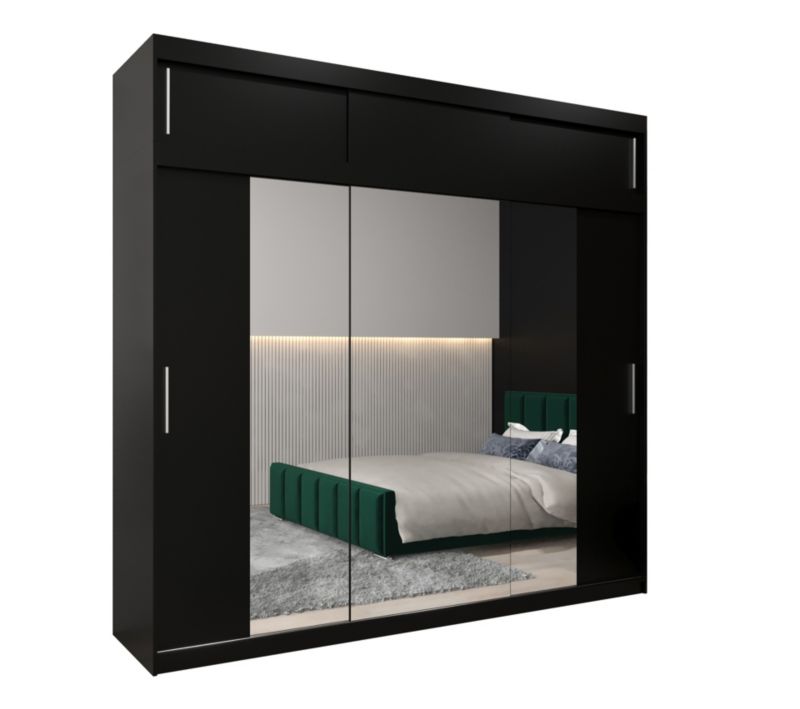 Szafa przesuwna Garderoba Abiks Tokyo 2 250 czarny + czarny z nadstawką 1 szt.