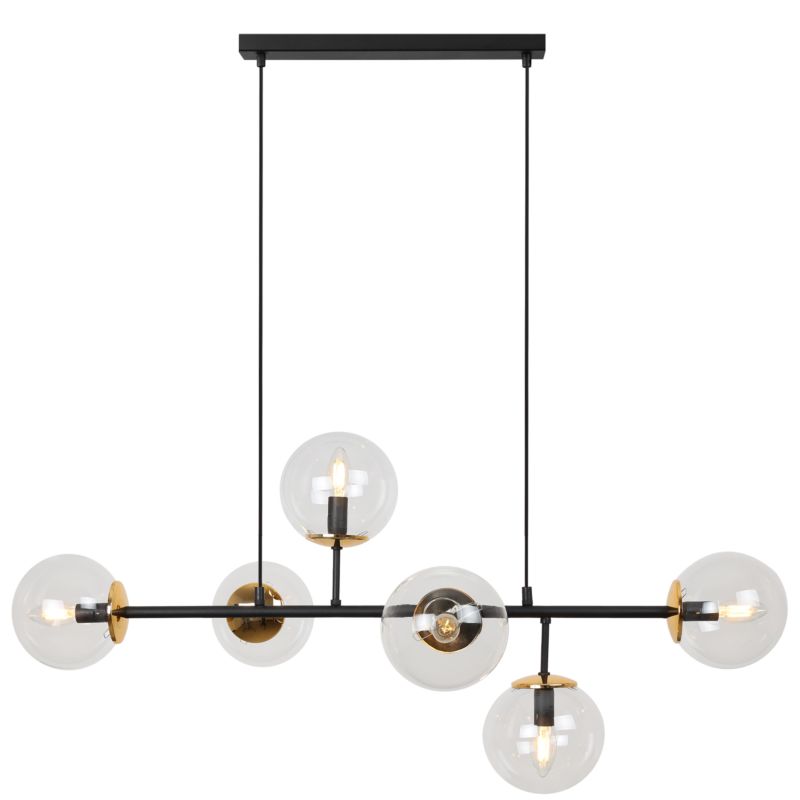 Lampa sufitowa wisząca Light Home LH Siena 6x E14 40W czarny/złoty klosz transparentny 1szt.