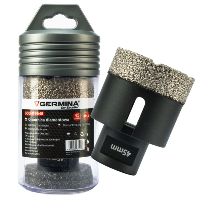 Otwornica diamentowa 45 mm GERMINA na szlifierkę kątową M14 1 szt
