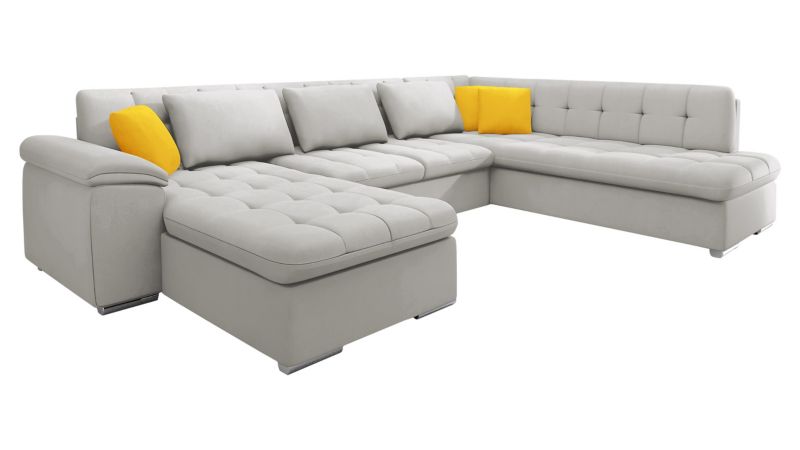 Narożnik z funkcją spania MIRJAN 24 Niko Premium lewy popielaty + żółty 1 szt.