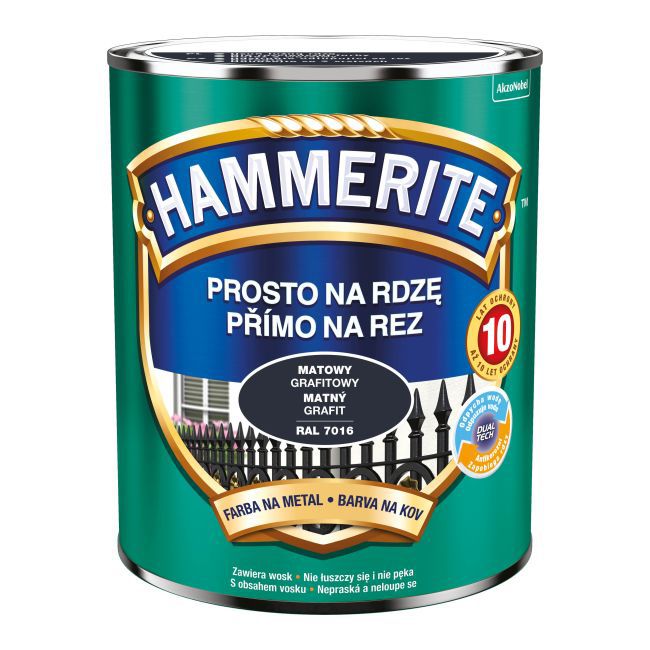 Farba do metalu Hammerite matowy grafitowy 0,7 l