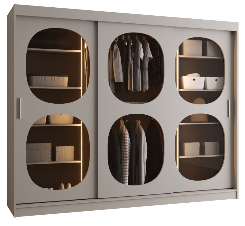 Szafa przesuwna z lustrem Garderoba Abiks BAHRAJN 2 250 kaszmir LED 1 szt.