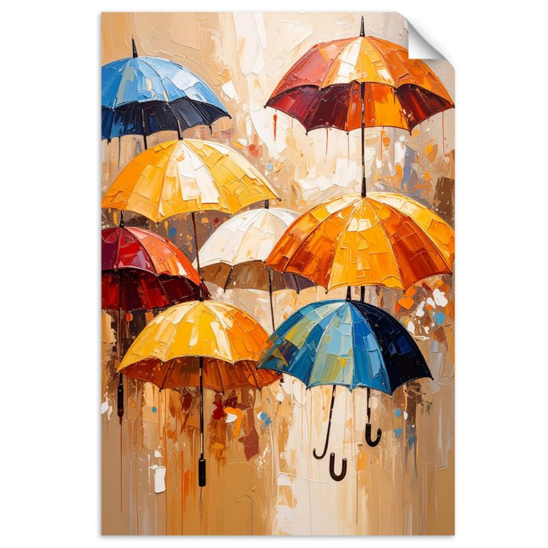 Naklejki samoprzylepne do salonu sypialni Feeby Kolorowe Parasolki Abstrakcja 90x130cm 1szt