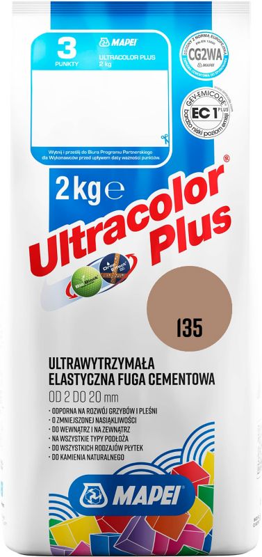 Fuga elastyczna Mapei Ultracolor Plus 135 złoty piasek 2 kg