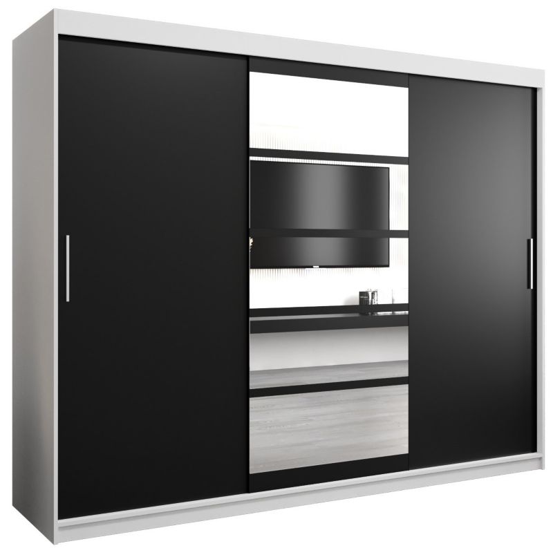 Szafa przesuwna Abiks ROMA 1 250 biały mat + czarny mat 1 szt.