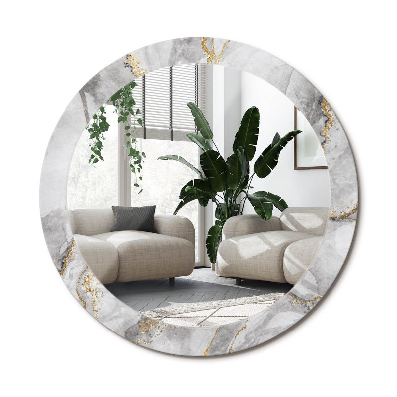 Lustro Okrągłe Tulup Marmurowy Wzór 80 cm Eleganckie Na Podkładzie 1 szt.
