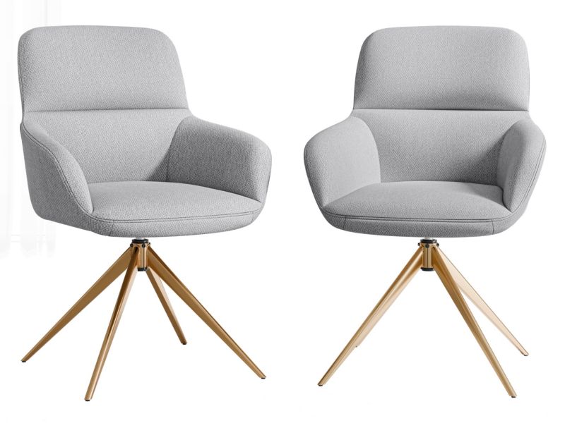 Komplet dwóch foteli obrotowych MIRJAN 24 Bokiz złoty + szary 2 szt.