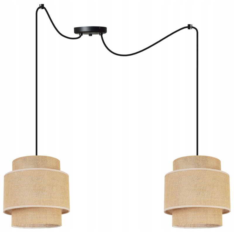 Lampa sufitowa wisząca Light Home LH Boho Juta Pająk 2x E27 60W naturalny/czarny 1szt.