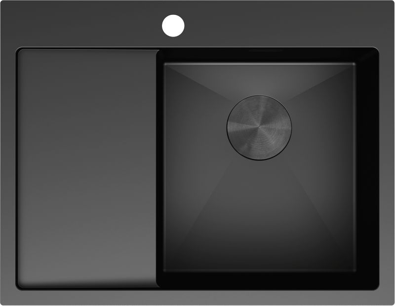 Zlewozmywak stalowy wpuszczany Mexen Exar czarny 620x480 mm 1-komorowy z ociekaczem prawym 1 szt.