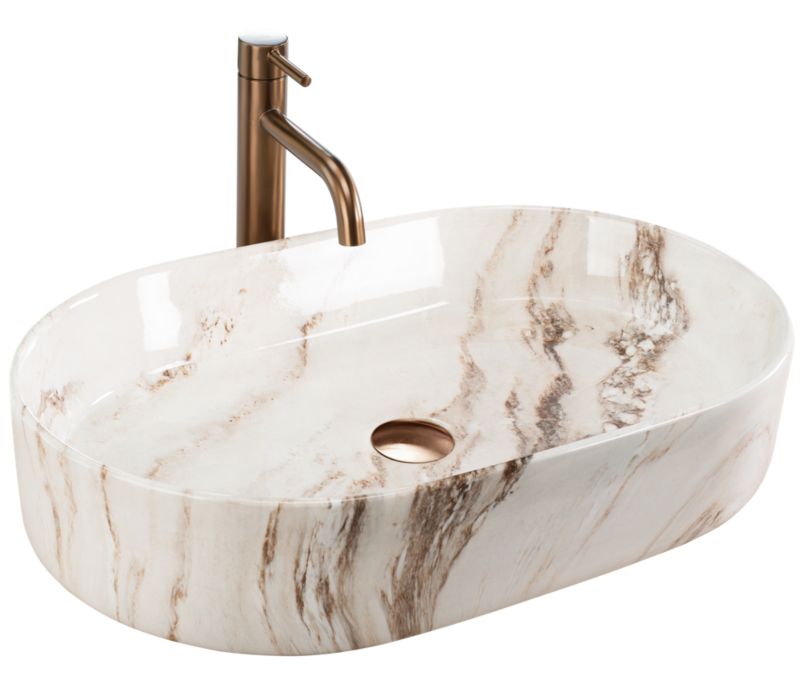 Umywalka Nablatowa Rea Nadia 60 Owalna Szary 60X38X13Cm 1 Szt