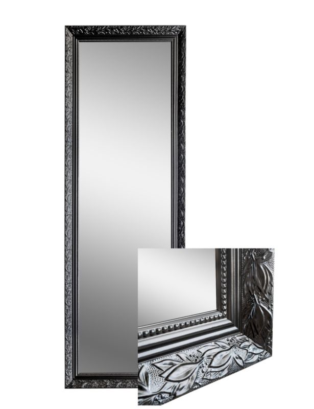 Lustro prostokątne BD art 150x50 cm z czarną drewnianą ramą z ornamentem 1 szt.