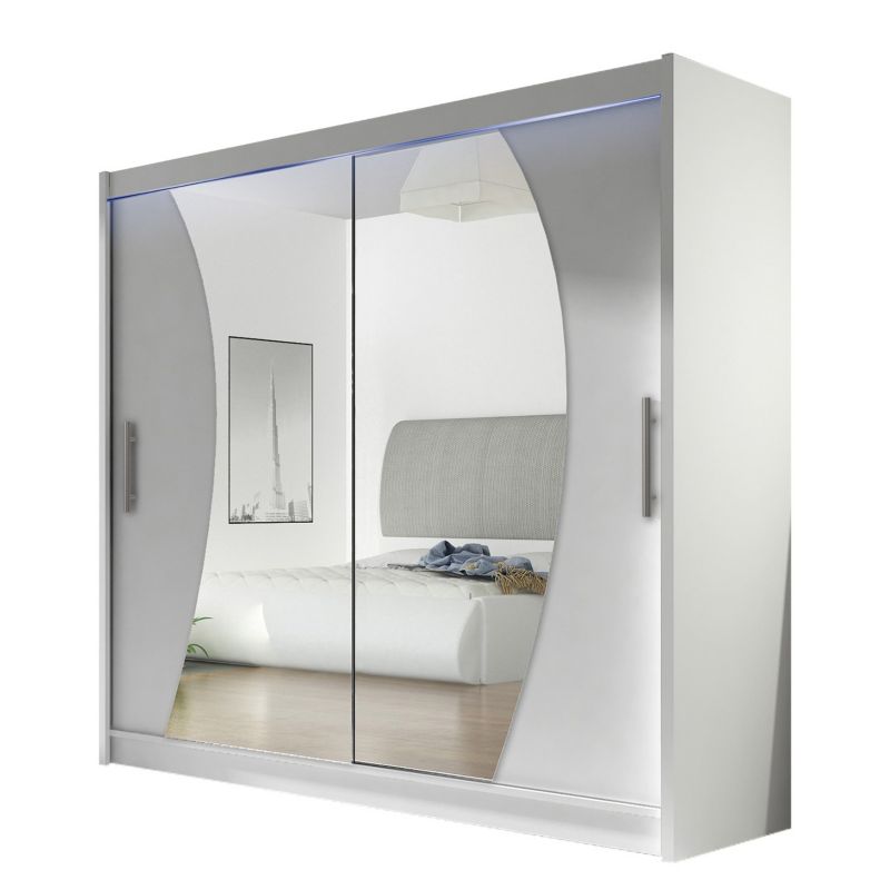 Szafa MIRJAN 24 z drzwiami przesuwnymi London IX z oświetleniem RGB biały/lustro 1 szt.