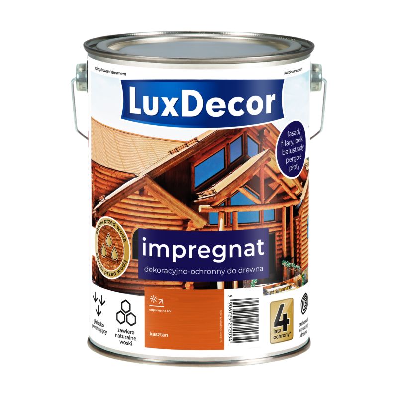 Impregnat dekoracyjno-ochronny do drewna LuxDecor, kasztan, 4,5l, 1 szt.