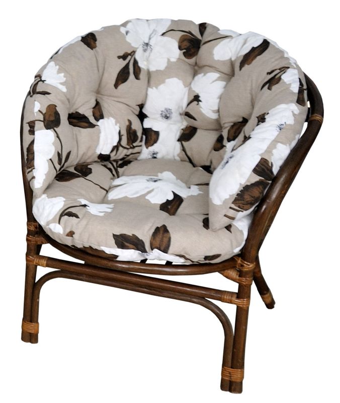 Poduszka na fotel rattanowy rattan AMPO beżowy biały 1 szt.