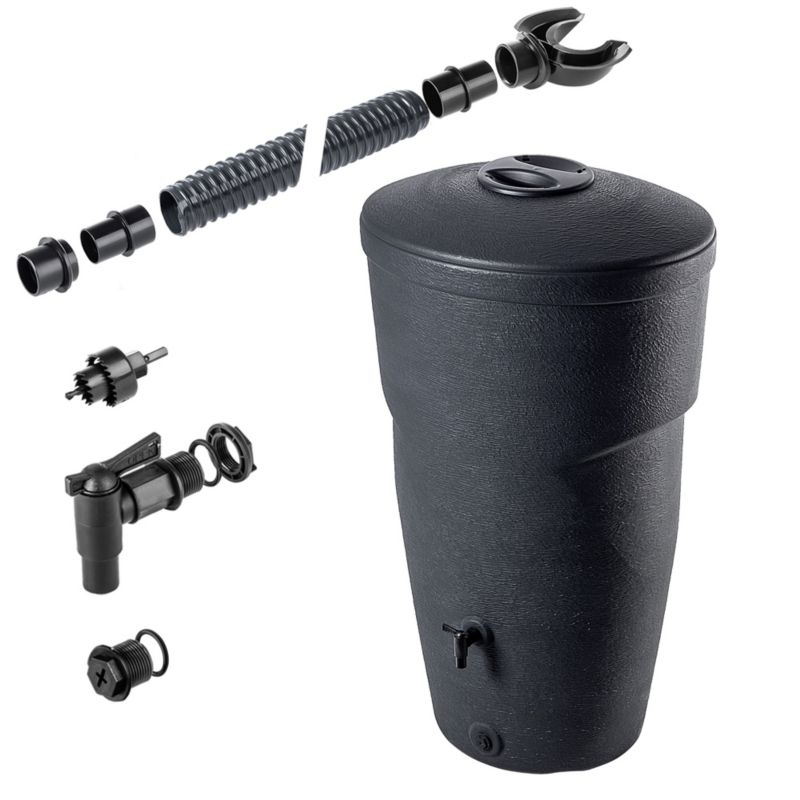 Zbiornik Na Deszczówkę KADAX 270L Wodę Beczka Pojemnik Zestaw Przyłączeniowy Kran 1szt.