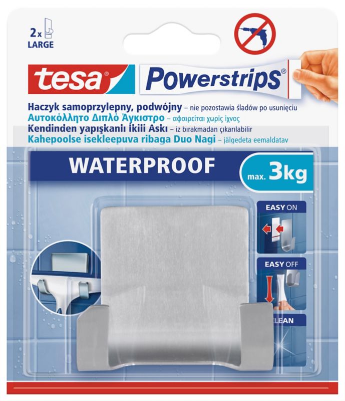 Haczyki samoprzylepne wodoodporny Tesa metalowy udźwig do 3 kg 2 szt.