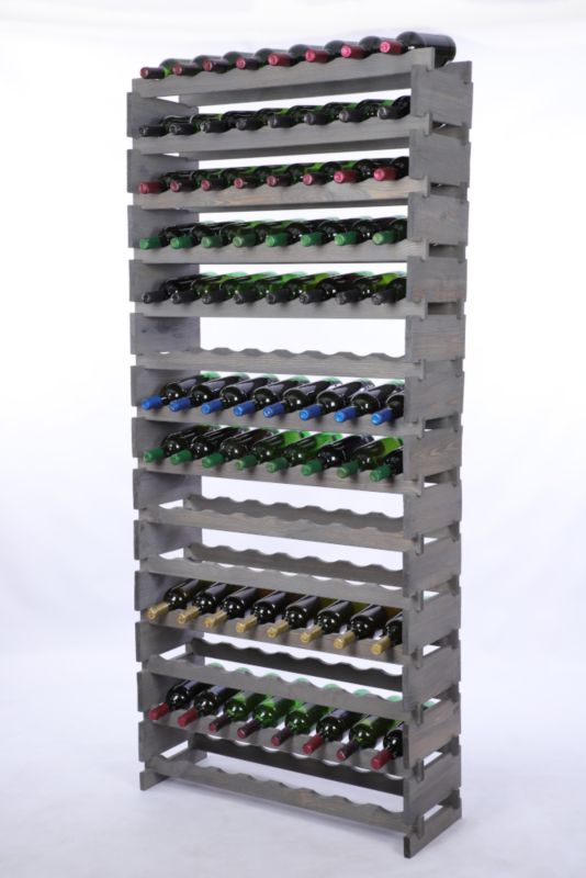 Stojak na wino MODO24 regał modułowy na butelki 14 leżni x 8 butelek montaż bez narzędzi impregnacja szara 1 szt.