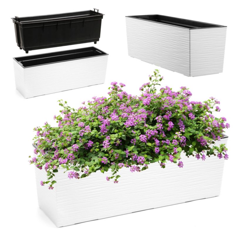 Doniczka KADAX Skrzynka Balkonowa + Wkład 19x56cm Biała 1szt.