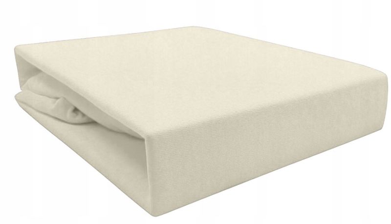 Prześcieradło Matkam bawełniane z gumką JERSEY 160x200 krem 1szt.