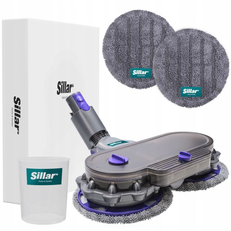 Szczotka mopująca, Sillar, głowica mopa, 2x ściereczki mopujące, pojemnik na wodę, zamienniki do Dyson V7 V8 V10 V11 V15, 4szt
