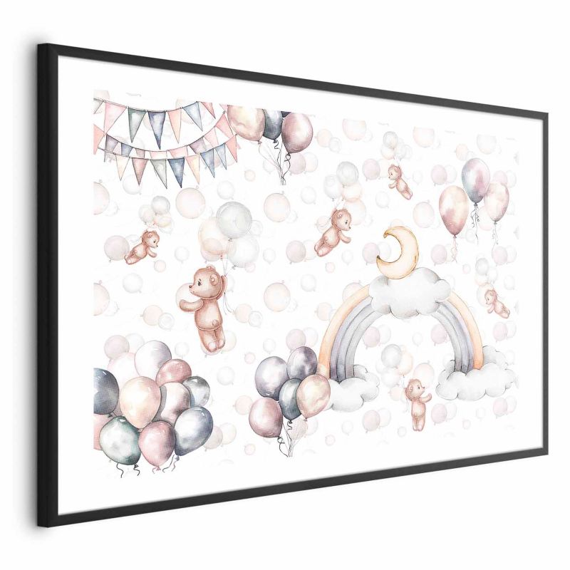 Plakat Artgeist Misie w przestworzach 90x60 cm z ramą czarną 1 szt