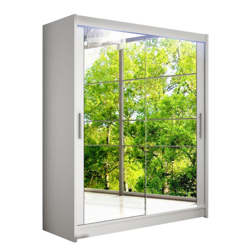 Szafa MIRJAN 24 z drzwiami przesuwnymi Presto XI z oświetleniem RGB biały/lustro 1 szt.