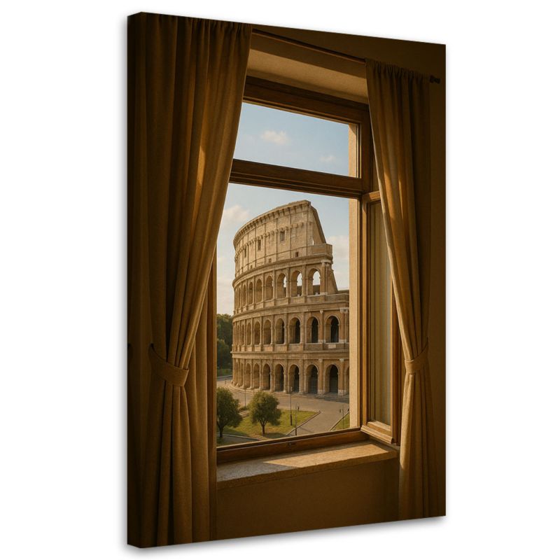 Obraz do salonu biura Feeby Widok z okna na Rzym Koloseum 70x100cm 1szt