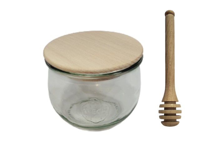 Słoik MODO24 Weck 580 ml fi 100 tulip drewniane wieko nabierak 1 kpl.