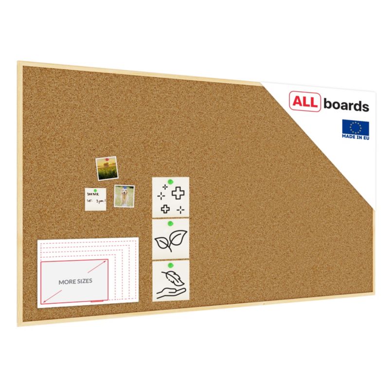Tablica korkowa 180x100 cm ALLboards rama drewniana naturalna 1 szt.