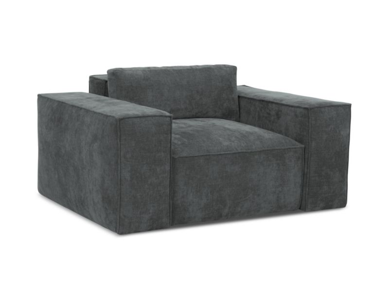 Fotel z funkcją spania LaMiaSofa Asti z tkaniny szenilowej 157x113 cm grafitowy 1 szt.