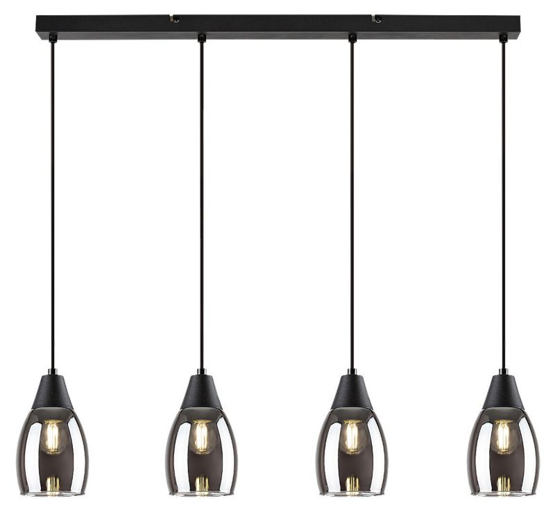 Lampa wisząca Rabalux Ilmari czarna-szkło dymne wym: 120 x 72 x 10 cm 4xE27 x 1 szt.