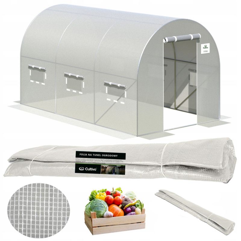 Folia Cultivo Zamienna Na Tunel Ogrodowy Szklarnia 2x3,5x2 biały Uv4 Mocna 1 szt
