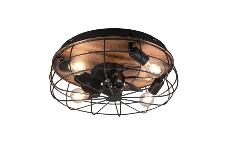 Wentylator sufitowy z lampą RL Trondheim czarno-brązowy LED 10W Pilot IP20 wym: 17,5 x 48,5 x 48,5 cm - 1 szt.