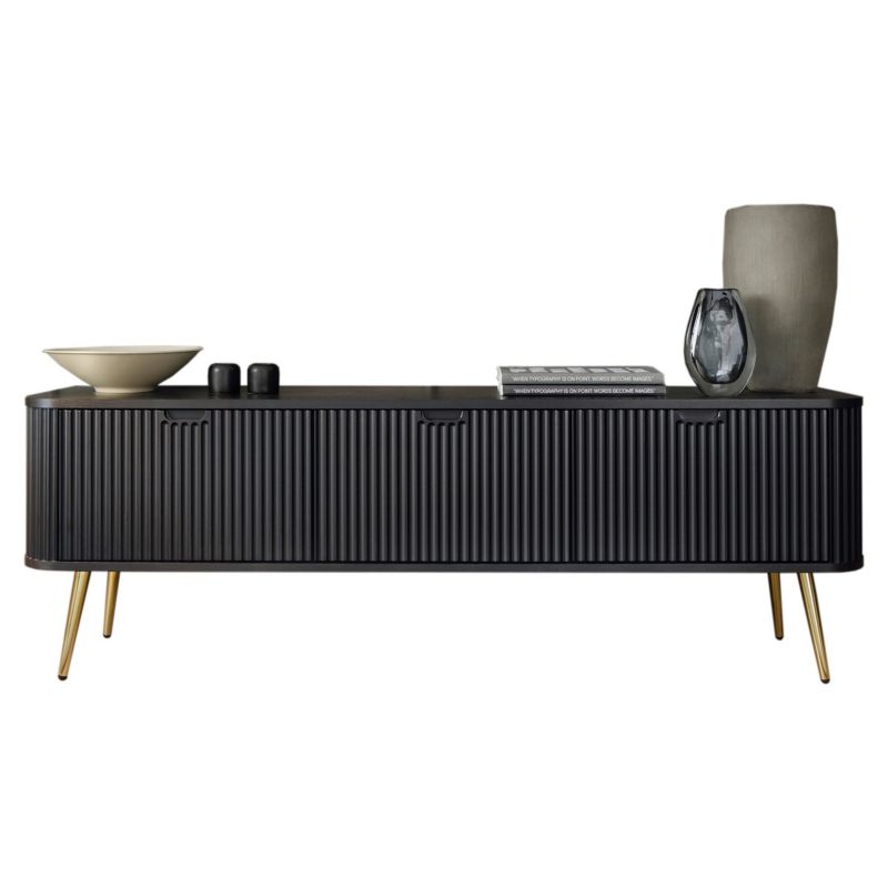 Szafka rtv trzydrzwiowa Bettso Zova 168 cm na złotych nogach czarny 1szt.