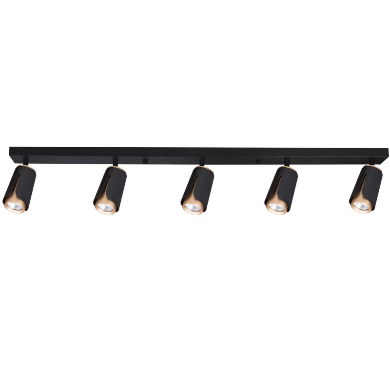 Kinkiet LED XUDO 5-punktowy GU10 Regulowany Lampa Listwa Czarno-Złoty 1 szt.