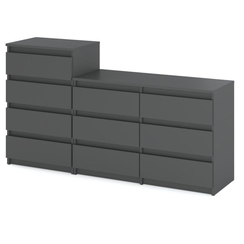 Komoda Z 10 Szufladami Stiv-Meble Szary Mat Zestaw Komód 160X33,5X92,5 cm 1szt.