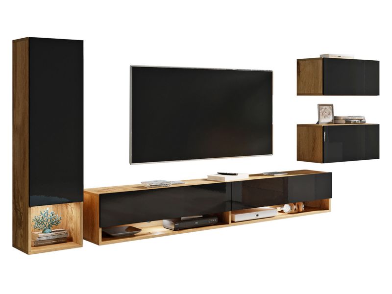 Meblościanka MIRJAN 24 Amadeo wotan / czarny połysk 1 kpl.