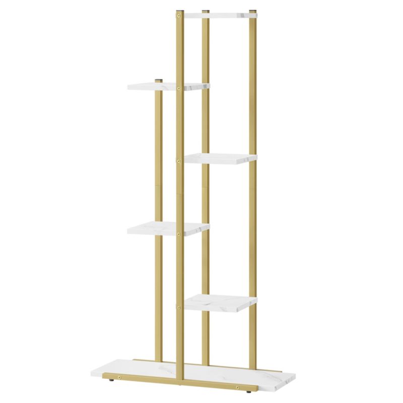 Regał kwietnik 6 półek, Songmics - marmur / nogi złote 1szt