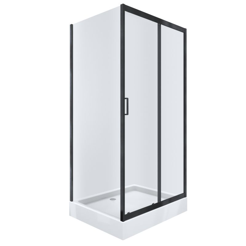 Kabina prysznicowa NAMELESS Durasan 100x80 czarny mat prostokątna z brodzikiem zestaw 1szt.