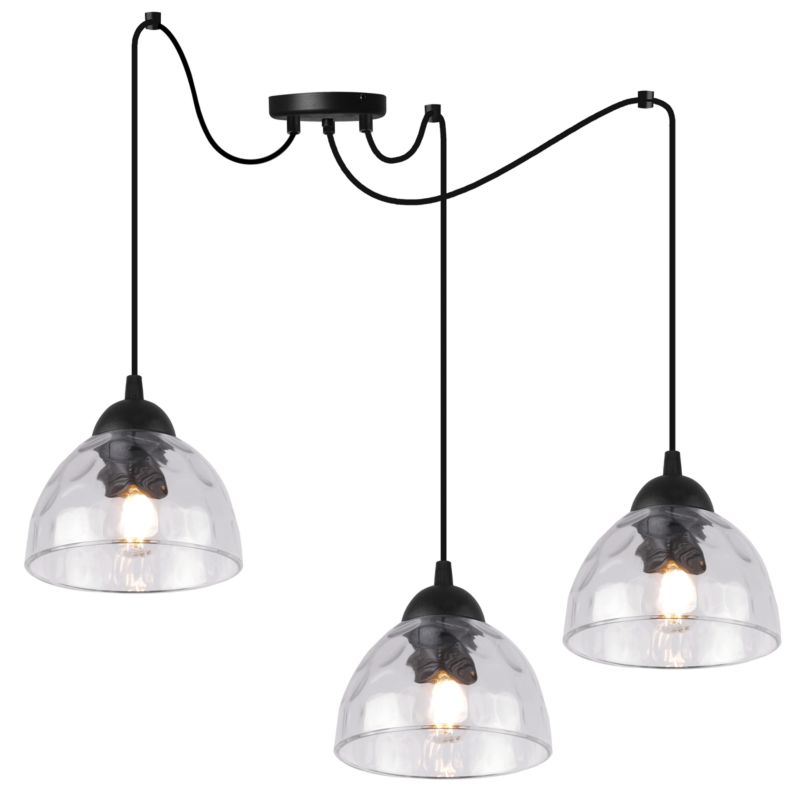 Lampa sufitowa wisząca Light Home LH Pająk Venice 3x E27 60W klosz bezbarwny 1szt.