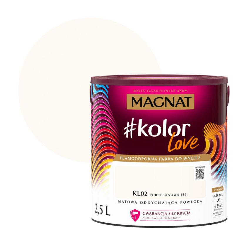 Farba kolorowa Magnat #kolorLove KL02 porcelanowa biel 2,5 l