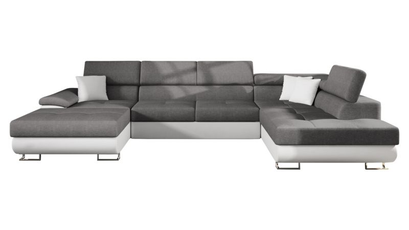 Narożnik z funkcją spania MIRJAN 24 Cotere Bis prawy biała ekoskóra/szary/biała ekoskóra 1 szt.