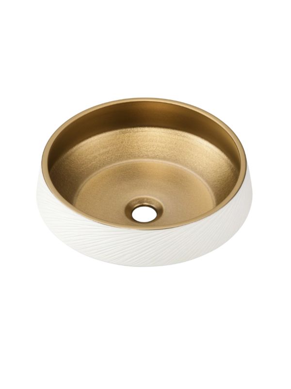 Umywalka nablatowa Uptrend CELIA okrągła biało-złoty mat, z ozdobną fakturą strukturalną 1 szt.