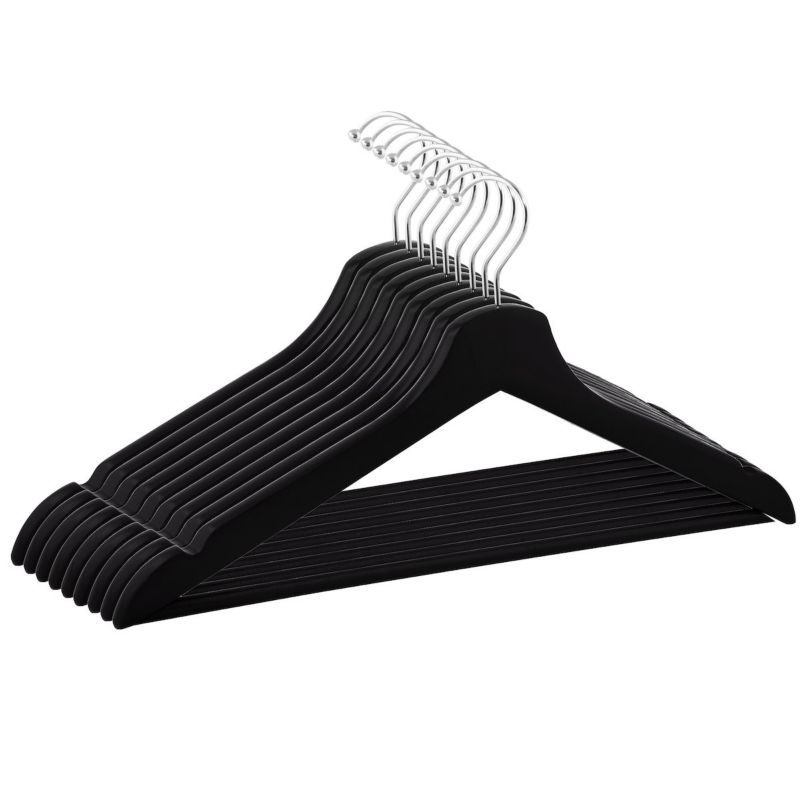 Wieszaki na ubrania drewniane Springos czarne, 9 szt.