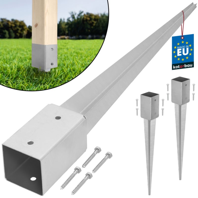 Podstawa słupa KOTARBAU kotwa wbijana do ziemi stalowa 80x80x750 mm 2 szt.