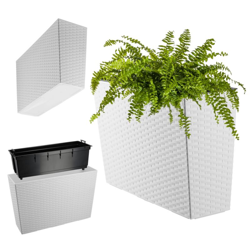 Donica KADAX Kwietnik + Wkład Rattan Biała 19x56 cm 1szt.