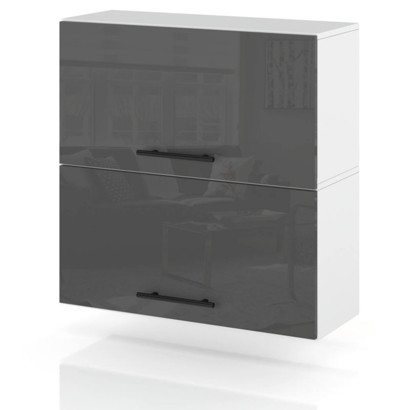 Szafka Kuchenna Hurtownia-Mebli Wisząca Klapowa W60K sPremium 60cm Biały Mat Szary Połysk 60x32x72 cm 1szt.