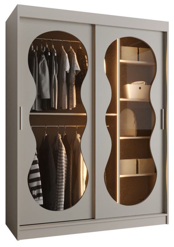 Szafa przesuwna z lustrem Garderoba Abiks BAHRAJN 3 150 kaszmir + LED 1 szt.