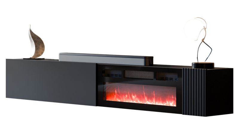 Szafka RTV z kominkiem MIRJAN 24 Capital czarny 1 szt.